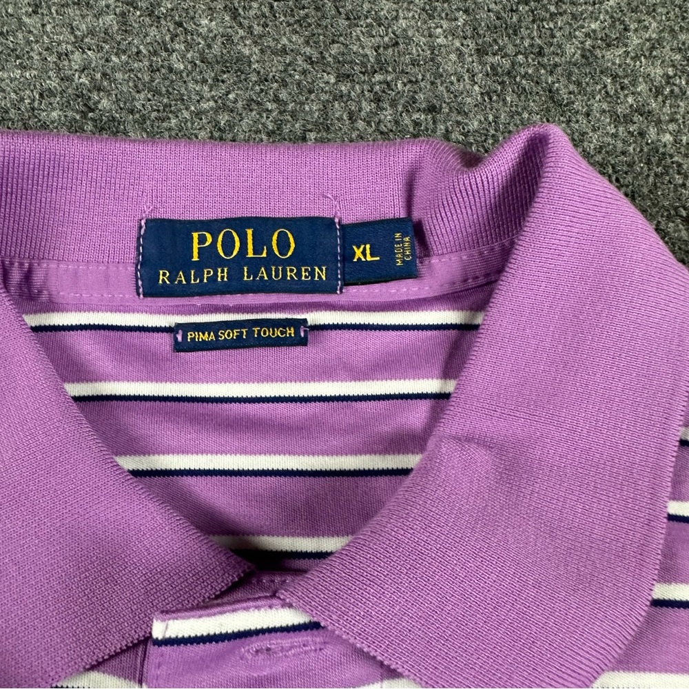 Polo by Ralph Lauren Purple Striped Men's XL Polo Soft Touch Short Sleeve Shirt - Picture 3 of 10